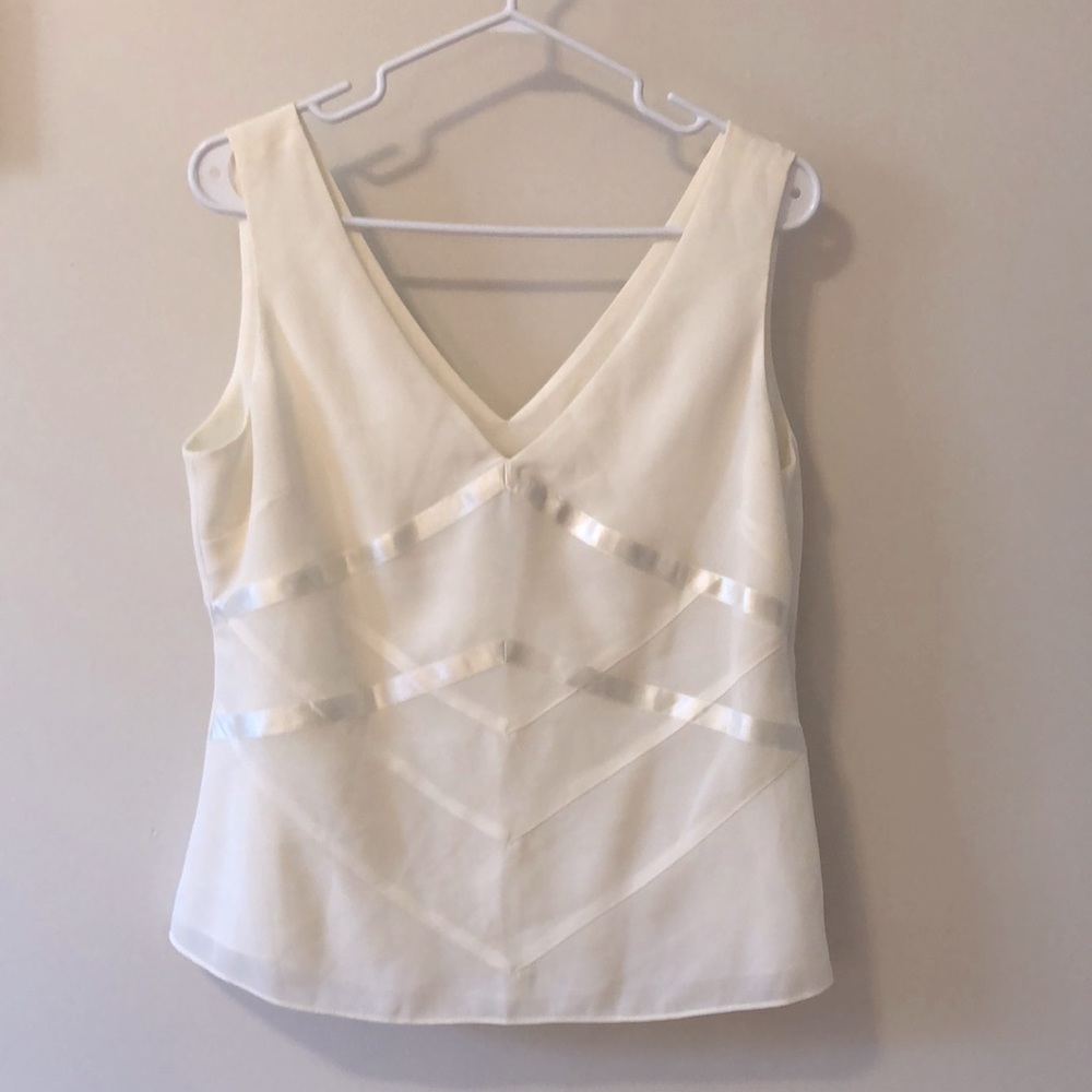 Sheer and satin detailed tank top